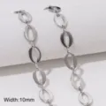Stainless steel oval link chain, 10mm width, silver DIY jewelry making accessory for bracelet. - Style #30