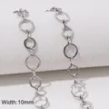 Stainless steel O-ring chain variant, silver color metal jewelry accessory, width 10mm. - Style #31