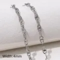 Stainless Steel Flat Cross Chain 4mm Silver Tone DIY Jewelry Making Component Accessory - Style #32