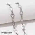 Stainless steel heart link chain DIY bracelet necklace jewelry accessories width 9mm - Style #38