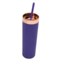 16oz matter Kunststoff Trinkbecher mit Roségold Deckel und Strohhalm, Detailansicht. - Dunkellila