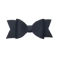 Black faux leather bow detail shot showing fine texture and multi-layer bow design. - 10*4.3cm / Black