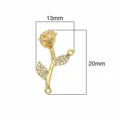 Gold plated copper rose flower pendant charm with rhinestones for DIY jewelry making 13x20mm - Double Hanging Rhinestone Rose Style (FGT302) / 13x20mm / Double Hanging Rhinestone Rose
