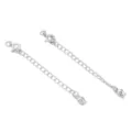 Catena di estensione argentata per gioielli DIY con chiusura a molla e ciondoli graziosi. - Stile Cuore Liscio / 1 Pezzo/Confezione (65mm) / Placcato Argento