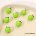 Ciondoli charm mela verde in resina accessori per creazione di gioielli 12x24mm - Mela con Foglia Verde / 1 Pezzo/Confezione / Verde