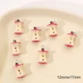 Resin apple core charm, red fruit pendant, DIY jewelry making accessory, 12x17mm - Apple Core / 1 Piece / Red