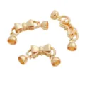 Gold bow jewelry clasp connector DIY necklace bracelet ends making findings accessory - Bow-knot Pearl Hanging Clasp / Total length approx. 38mmxWidth approx. 8mm / Gold