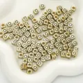 Goldene quadratische Buchstaben-Perlen D für DIY handgemachte Armband Halskette Schmuck Zubehör. - 6x6mm (50 Stück/Packung) / Gold-D