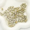 Acryl Buchstaben quadratische Perlen gold DIY Handgemachte Armband Schmuck Zubehör - 6x6mm (50 Stück/Packung) / Gold-E