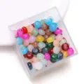 Bunte Glas-Abakus-Perlen lose im Box, flache runde DIY Handwerk Charms fuer Armbänder - 50 Stück Set / Zufällige Mischfarben