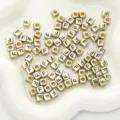 Goldene quadratische Acryl-Buchstabenperlen für DIY handgemachte Armbänder Schmuckherstellung - 6x6mm (50 Stück/Packung) / Gold-F