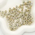 Goldene quadratische Acryl Buchstaben Perlen DIY handgefertigte Schmuckherstellung Zubehörteile - 6x6mm (50 Stück/Packung) / Gold-G