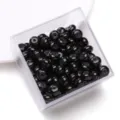 Schwarze Glasperlen lose flache runde Perlen fuer DIY Schmuckherstellung Armbänder Ketten - 25 Stück/Packung / Schwarz