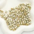 Goldene quadratische Buchstaben L Acrylperlen für DIY handgemachte Schmuckarmbänder Ketten. - 6x6mm (50 Stück/Packung) / Gold-L