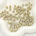 Goldene quadratische Buchstabenperlen lose Perlen für DIY handgemachte Armbänder und Halsketten - 6x6mm (50 Stück/Packung) / Gold-P