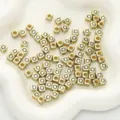Goldene quadratische Buchstaben Q Perlen Acryl lose Perlen für DIY Schmuckherstellung - 6x6mm (50 Stück/Packung) / Gold-Q