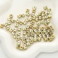 Goldene quadratische Buchstaben T Perlen lose DIY handgemachte Armband Schmuck Zubehör - 6x6mm (50 Stück/Packung) / Gold-T