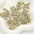 Quadratische goldene Buchstaben Perlen Acryl C Alphabet Perlen DIY Schmuck Handwerk - 6x6mm (50 Stück/Packung) / Gold-U