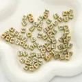 Goldene quadratische Buchstabenperlen Acryl Alphabet Perlen DIY Armband Halskette Schmuck - 6x6mm (50 Stück/Packung) / Gold-W