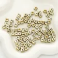 Goldene quadratische Buchstaben X Perlen Acryl DIY Armband Halskette Schmuck Zubehör - 6x6mm (50 Stück/Packung) / Gold-X