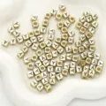 Goldene quadratische Acryl Buchstaben Y Perlen, Bulk Abstandshalter für DIY Schmuckherstellung. - 6x6mm (50 Stück/Packung) / Gold-Y