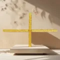Detalle de la tira decorativa en cruz con purpurina dorada para la decoracion moderna - Negro Brillante