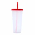 Vaso de plástico de doble pared con pajita creativo esmerilado taza de bebida fría portátil - Rojo China