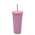 Bicchiere in plastica a doppia parete da 710ml dettaglio, tazza rosa opaca con cannuccia - 24oz / Rosa 47621