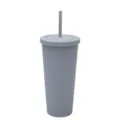 Bicchiere in plastica da 710ml con cannuccia tazza d'acqua portatile opaca per uso quotidiano - 24oz / Grigio