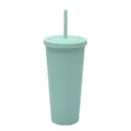Bicchiere di plastica a doppia parete da 710ml con cannuccia e coperchio, tazza verde opaca. - 24oz / Verde pistacchio 46409