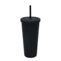 bicchiere con coperchio e paglia in plastica da 710ml con finitura opaca portatile - 24oz / Nero