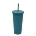 Dettaglio in primo piano del bicchiere di plastica a doppia parete verde con finitura opaca. - 24oz / Verde Militare