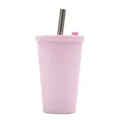 Pink 480ml double layer plastic tumbler cup with straw for boba tea and daily drinks - Light Purple