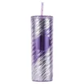 20oz purple spiral plastic tumbler with straw gradient color reusable cold drink cup - Amethyst