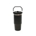 20oz edelstahl isolierter reisebecher mit henkel tragbarer autobecher detailansicht - Schwarz