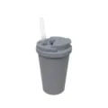 Portable double drinking straw insulated water cup stainless steel tumbler travel mug - 480ml / Light Gray