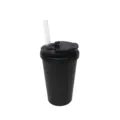 Stainless steel insulated tumbler with straw and dual-drink lid for sports and daily use. - 16oz / Black