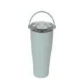 Bicchiere termico in acciaio inox con coperchio e manico per auto ufficio casa - 850ml / Verde chiaro