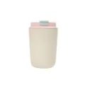 12oz Mini Kaffee Reisebecher Edelstahl Vakuum Isolierter Becher mit Rosa Deckel - Weiß