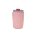 Mini 12oz Edelstahl Kaffeetasse, tragbarer vakuumisolierter Becher mit Klappdeckel in rosa - Rosa