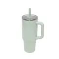 Gran vaso térmico de acero inoxidable 304 con asa y pajita para deportes al aire libre y coche. - Verde claro
