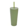 Vue détaillée du gobelet à paille isolé en acier inoxydable, design portable et mignon. - 24oz / Vert matcha