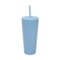 Gobelet isotherme en acier inoxydable bleu clair double paroi avec paille pour voyage extérieur. - 24oz / Bleu ciel