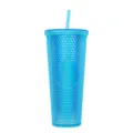 24OZ Diamant Becher Doppelwandig Kunststoff Strohhalm Becher Makaron Blau Trinkbecher - Transparentes Blau