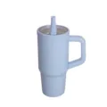 Light blue stainless steel tumbler with handle and straw lid 710ml for daily drinking use - 600ml / Light Blue