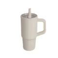 Stainless steel tumbler detail, 710ml insulated cup close-up with straw lid and handle. - 600ml / White