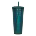 24oz gestreifter kunststoff becher mit strohhalm wiederverwendbar diamant becher gruen - Transparent Dunkelgrün