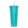 24OZ Diamant Becher Studded Tumbler Macaron Türkis Doppelwandige Kunststoff Trinkbecher - Transparentes Grün