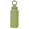 Green stainless steel insulated water bottle with unique ring lid for outdoor sports. - 1000ml / Matcha Green