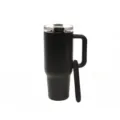 Black stainless steel tumbler with handle and lid, insulated car travel mug cup item. - 40oz/1200ML / Black